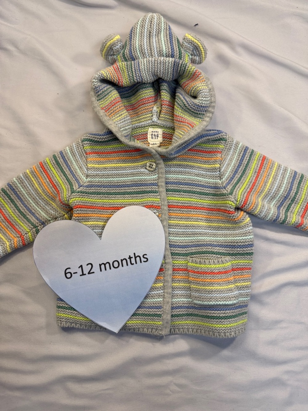 GAP - Brannan colourful striped Bear cardigan sweater. 6-12 months